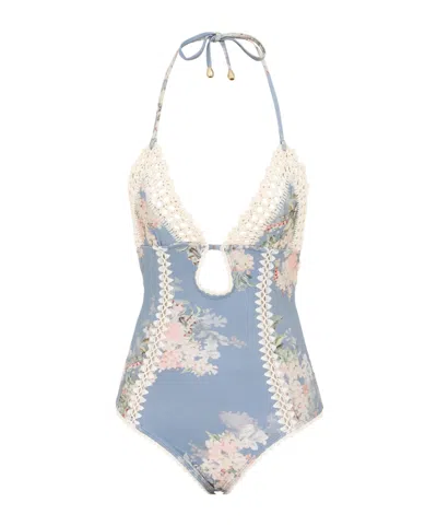 Zimmermann "cascadian" One-piece Swimsuit In Blue