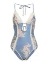Zimmermann Cascadian Keyhole Crochet One-piece In Multi