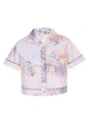 Zimmermann Cascadian Kids Poplin Shirt Blue Botanical Floral In Multi