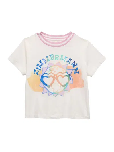 Zimmermann Cascadian Kids Printed Tee - Girls Mini In Ivory