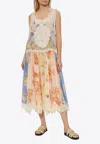 Zimmermann Cascadian Lace Floral Midi Dress In Multi