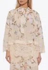 Zimmermann Cascadian Lace-trimmed Floral Blouse In Multi