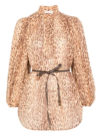 Zimmermann 'cascadian' Leopard Print Blouse