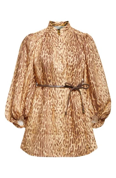 ZIMMERMANN ZIMMERMANN CASCADIAN LEOPARD PRINT LONG SLEEVE TUNIC DRESS