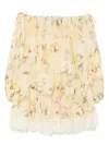 Zimmermann Cascadian Tiered Mini Dress 3214dss255 Ylwbotflo In Yellow