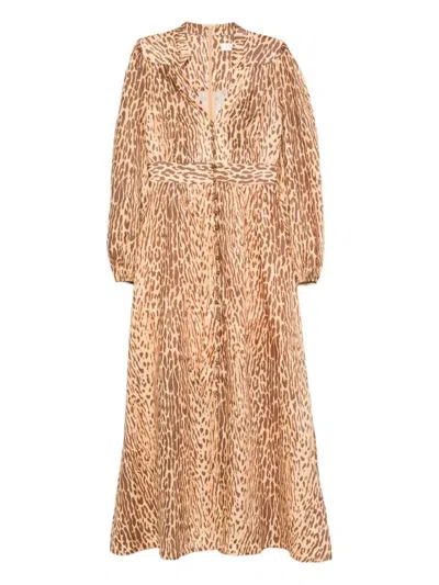 Zimmermann Cascadian Plunge Midi Dress Clothing In Multi