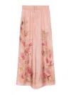 Zimmermann Pink Botanical Floral Silk Habotai Cascadian Trousers In Pink