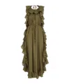Zimmermann Womens Olive Cascadian Ruffled Silk Midi Dress Xs In Green