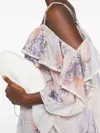 Zimmermann Cascadian Ruffle Mini Dress In Neutral