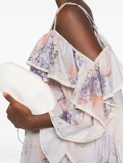 Zimmermann Cascadian Ruffle Mini Dress In Neutral