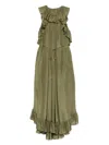 Zimmermann Womens Olive Cascadian Ruffled Silk Midi Dress Xs In Green