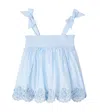 Zimmermann Cascadian Shirred Cotton Top In Blue