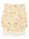 Zimmermann Cascadian Off-the-shoulder Lace-trimmed Printed Cotton-voile Mini Dress In Yellow