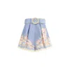 Zimmermann Cascadian Belted Lace-trimmed Pleated Floral-print Linen Shorts In Blue