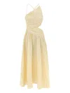 Zimmermann Womens Yellow Stripe Stripe-print Asymmetric Linen Midi Dress Xs In Yellow