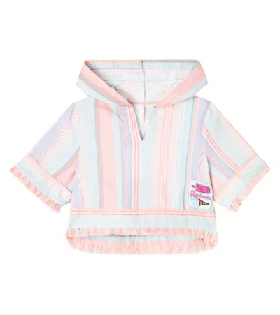 Zimmermann Kids' Cascadian Striped Hooded Top In Nude