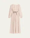 Zimmermann Cascadian Oversized Belted Striped Linen Maxi Dress In Multi