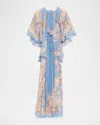 Zimmermann Cascadian Tiered Ruffled Floral-print Recycled-georgette Maxi Dress In Blue