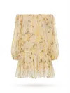 Zimmermann Cascadian Off-the-shoulder Lace-trimmed Printed Cotton-voile Mini Dress In Yellow
