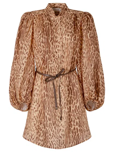 Zimmermann Cascadian Tunic Dress In Brown