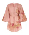 Zimmermann Women Pink Botanical Floral Silk Habotai Cascadian Tunic Top In Pink