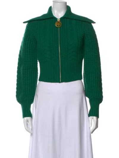 Pre-owned Zimmermann Cashmere Open Front Sweater In Green