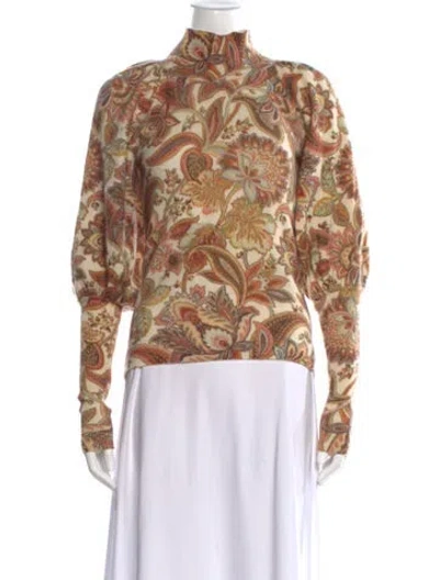 Pre-owned Zimmermann Cashmere Paisley Print Sweater In Neutrals
