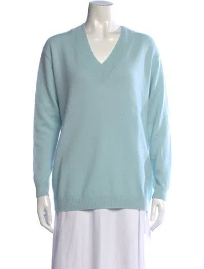 Pre-owned Zimmermann Cashmere V-neck Sweater In Blue