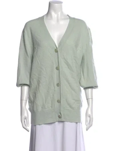 Pre-owned Zimmermann Cashmere V-neck Sweater In Green