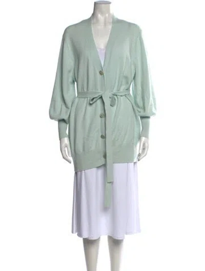 Pre-owned Zimmermann Cashmere V-neck Sweater In Green