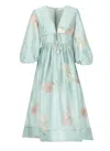 Zimmermann Womens Mint Hibiscus Illuminate Billow Embroidered Linen-silk Maxi Dress