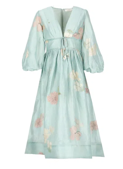 Zimmermann Floral-print Dress In Blue
