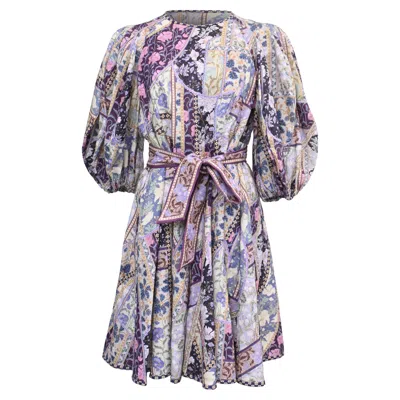 Zimmermann Celestial Floral-print Mini Dress In Multicolor Linen