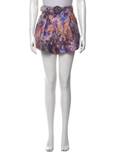 Pre-owned Zimmermann Celestial Tuck Shorts Mini Shorts W/ Tags In Purple