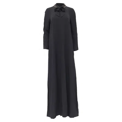 Zimmermann Chain Embellished Bow Maxi Dress In Grey Viscose In Animal Print