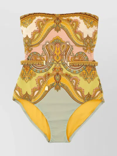 ZIMMERMANN CHAIN TRIM BANDEAU ONE-PIECE SWIMSUIT