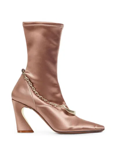 Zimmermann Chain-embellished Ankle Boots In Pink