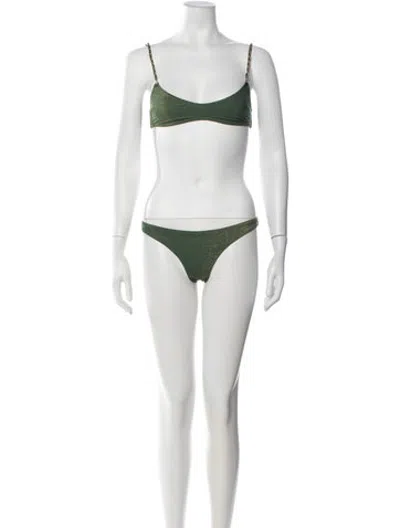 Pre-owned Zimmermann Chain-link Accents Bikini In Green