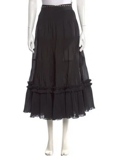 Pre-owned Zimmermann Chain-link Accents Midi Length Skirt In Black