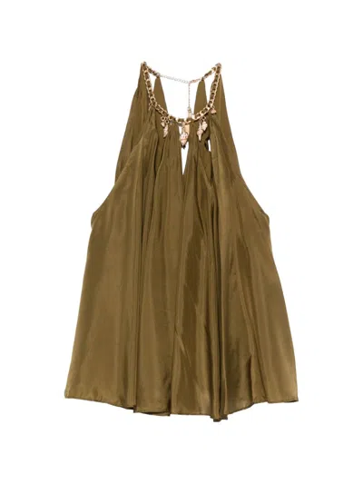 Zimmermann Chain-link Halterneck Tank Top In Green