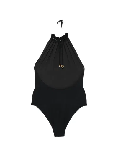 Zimmermann Charm-embellished Halterneck Swimsuit In Black