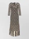 Zimmermann Midi Black And White Dress With Chevron Motif In Crochet Woman