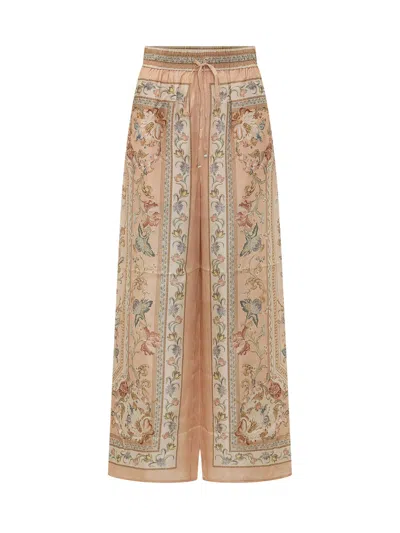 Zimmermann Chic Floral High-waisted Trousers In Pink Paisley Floral
