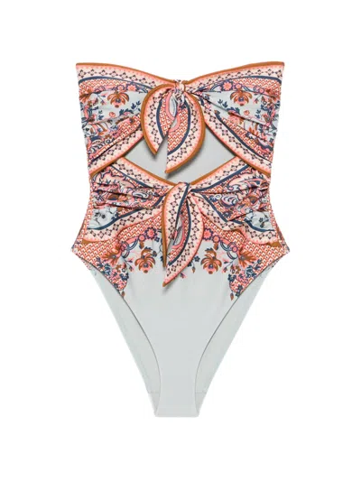 Zimmermann Chic Mid-riff Cut-out Top With Removable Soft Cups In Multicolor