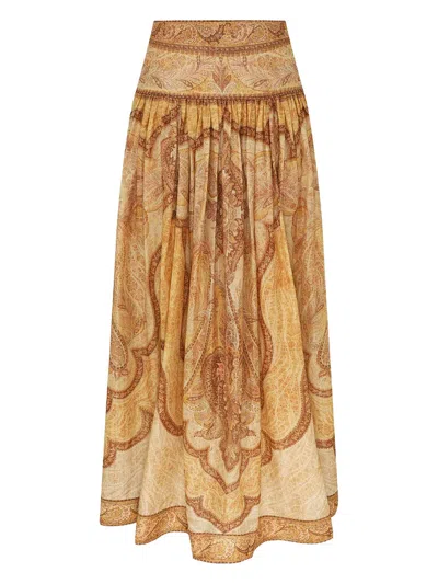 Zimmermann Chic Mini Floral Skirt In Brown