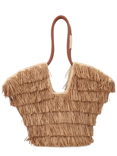 Zimmermann Chic Raffia Handbag In Sand