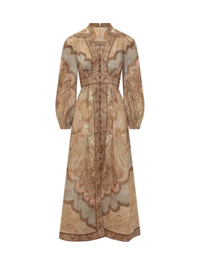 Zimmermann Chiffon Midi Suit With Artistic Print In Multi