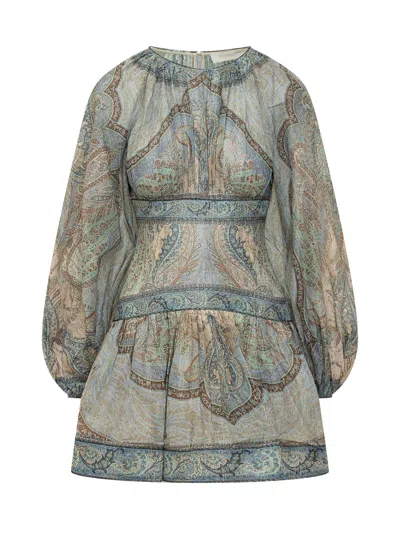 Zimmermann Chiffon Mini Suit With Artistic Accents In Blue