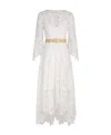 Zimmermann Chintz Doily Belted Asymmetric Guipure Lace Midi Dress In White