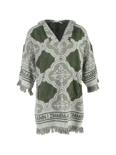 Pre-owned Zimmermann Chintz Hooded Jacquard Mini Dress In Green